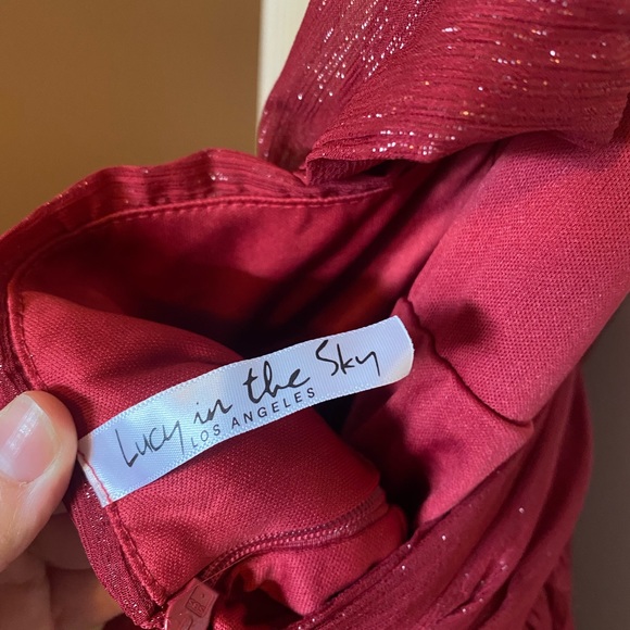 Lucy in the Sky Neia Ruffle Dress Burgundy - Picture 2 of 3